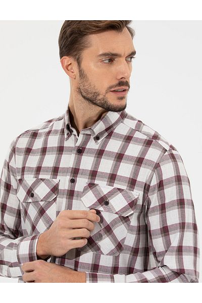 Pierre Cardin Claret Red Comfort Fit μακρυμάνικο πουκάμισο 50261755-vr014