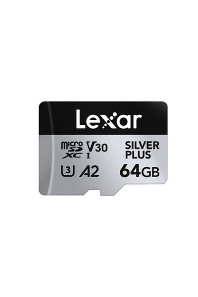 Lexar LEXAR 64 جيجابايت - قراءة 100 ميجابايت/ثانية، 205 ميجابايت/ثانية كحد أقصى. قراءة، بطاقة فلاش Silver Plus MicroSDXC UHS-I