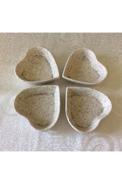Bidoluraf Mini Heart Glitter Snack Bowl, Sauce Bowl, Turkish Delight Bowl, Dragee (4 Pieces)