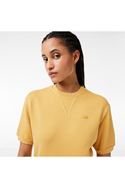 Lacoste Kadın Regular Fit Bisiklet Yaka Sarı T-Shirt