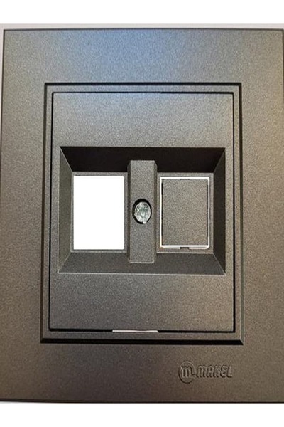 MAKEL Karea İkili Data Prizi Boş Füme Modül+Kapak+Çerçeve
