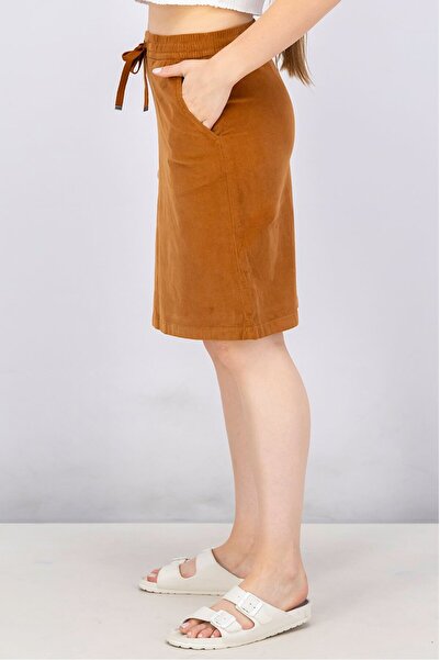 Tchibo Women Textured Cord Mini Skirt, Brown