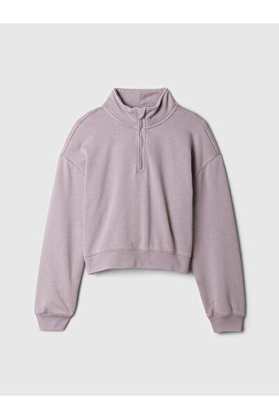GAP Kız ÇocukVintage Soft Yarım Fermuarlı Crop Pullover Sweatshirt