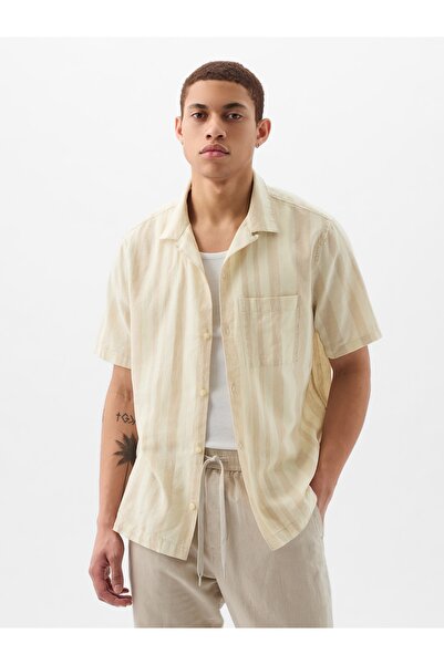 GAP Erkek Bej Keten Karışımlı Gömlek