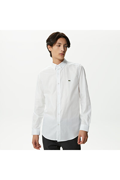 Lacoste Erkek Slim Fit Düğmeli Yaka Beyaz Gömlek