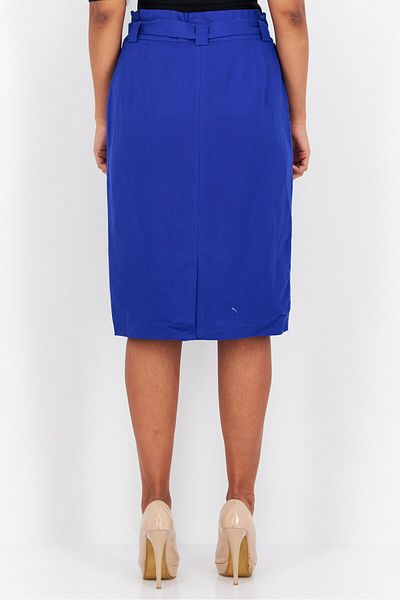 Calvin Klein Women Petite Plain Midi Skirt, Blue