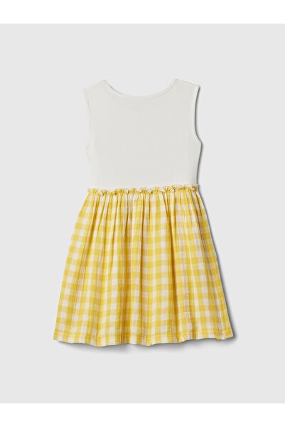 GAP Kız Bebek Sarı Desenli Gauze Elbise