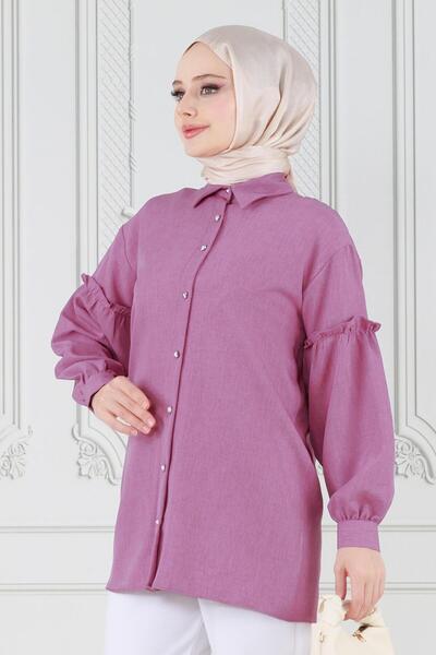 Sevitli Λεπτομερές χιτώνα με βολάν - αποξηραμένο τριαντάφυλλο