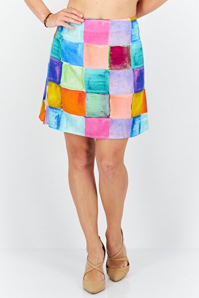 Misfit Women Multi Checks Mini Skirt, Multicolor