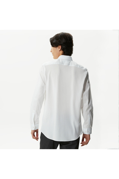 Lacoste Erkek Slim Fit Düğmeli Yaka Beyaz Gömlek
