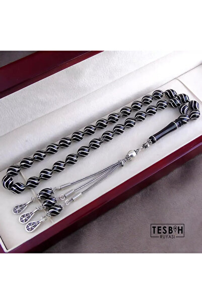 Tesbih Ruyasi Çeşmi-bülbül İşlemeli Erzurum Oltu Taşı Tesbih