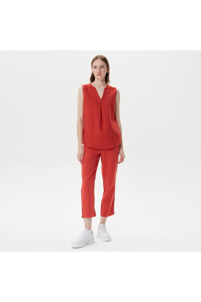 Nautica Kadın Kırmızı Keten Pantolon