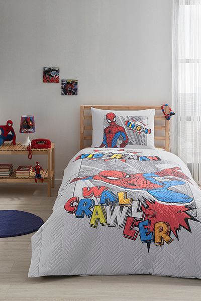 Özdilek Spiderman Wall Μονό σεντόνι με άδεια Disney με ελαστικό εφαρμοστό σεντόνι Καπιτονέ Παιδικό πάπλωμα Ta