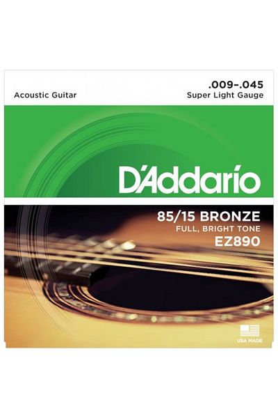 Daddario Ez890 Acoustic Guitar String Set, 85/15 Bronze, Super Light D'Addario Ez890 American Made 85/1