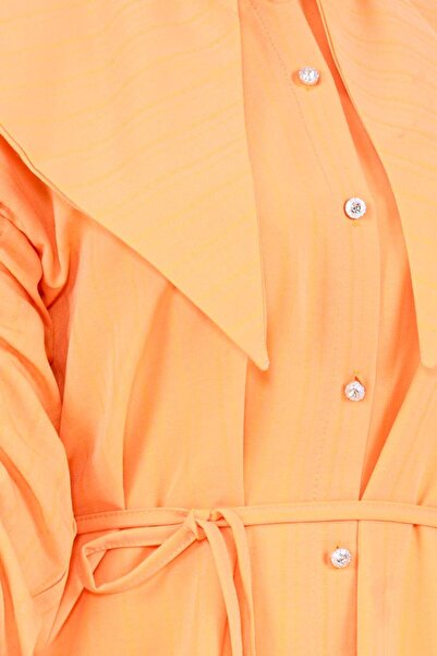 Sevitli Orange Tunic - Large Collar and Gather Detailed Sleeve