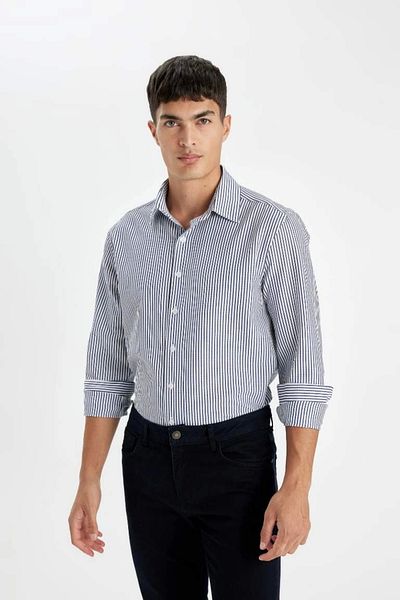DeFacto D6003 Μακρυμάνικο πουκάμισο Modern Fit Crinkle