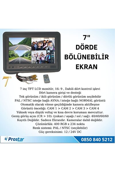Navistar Okul Ve Servis Taşıtları Dört Kameralı 7" Ekranlı 4 Kamera Dahil Full Set