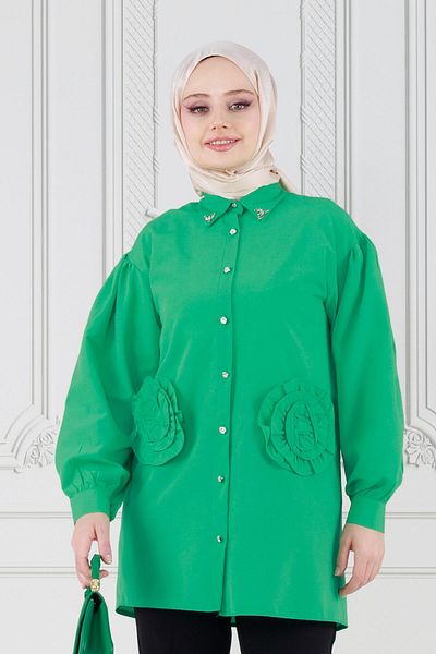 Sevitli Tunica verde - Detaliu trandafir pe fata