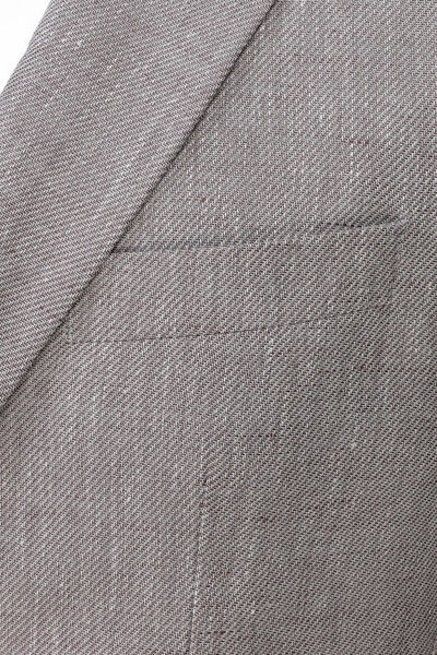 W Collection Gri Düğmeli Keten Yün Ceket