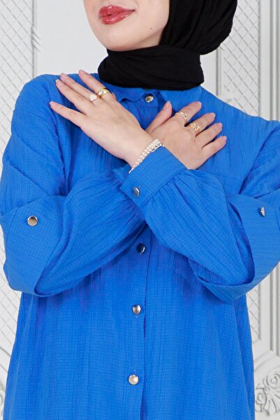 Sevitli Tunica albastră - mânecă detaliată în straturi