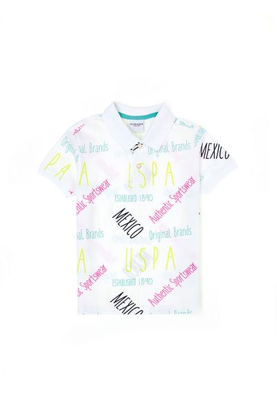 U.S. Polo Assn. Boy's White Polo Neck T-Shirt 50263534 -Vr013