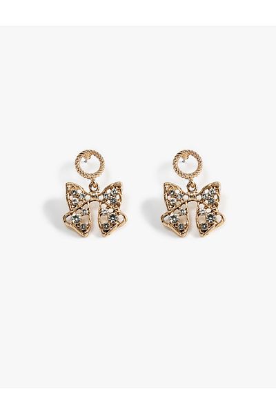 Koton Stone Detailed Bow Earrings - Dangle