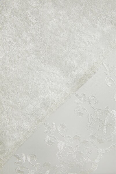 FAVORA Fatih Güpürlü Kadife Fiskos Örtüsü - Ekru