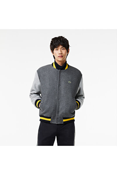 Lacoste Erkek Hakim Yaka Renk Bloklu Gri Ceket