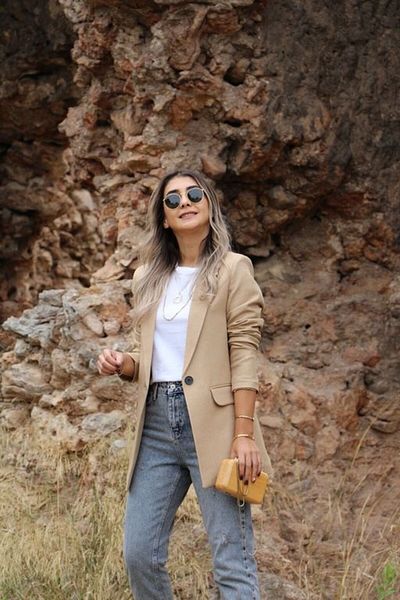 bytugcekaya Blazer cu efect de lână de nisip