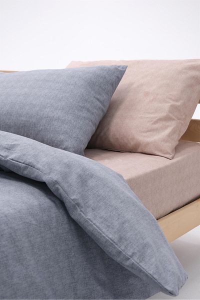 FAVORA Basic Cotton Single Duvet Cover Set with Elastic Sheets - Gray - Mink