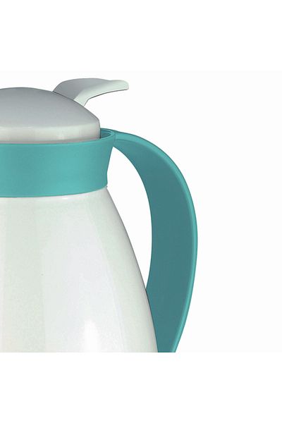 DOTS Tea and Coffee Thermos, 1 Liter - White & Green