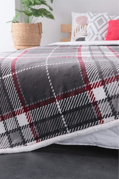 FAVORA Sherpa Anna Gray Double Sided Blanket