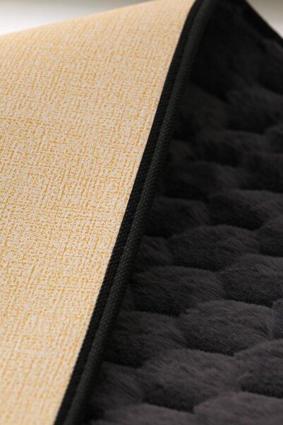 FAVORA Σετ πατάκι μπάνιου 2 τεμαχίων με σχέδιο κηρήθρας με πούπουλα κουνελιού - ανθρακί