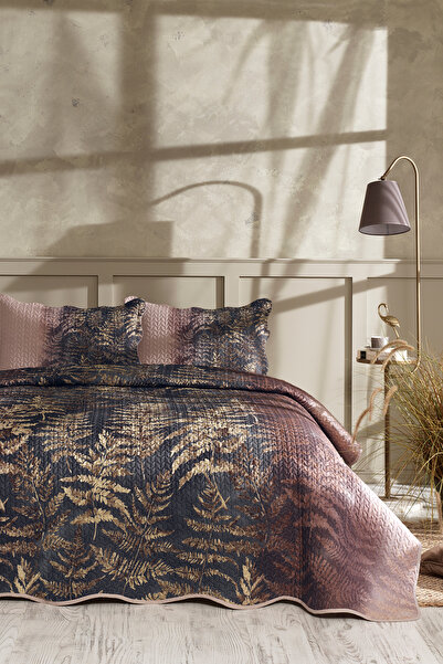 Özdilek مفرش سرير فردي مبطن 100% قطن - مسحوق Brisa Folha (160x230)