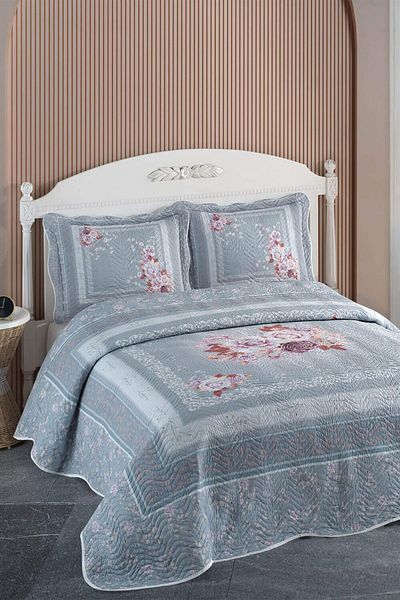 FAVORA Rosabel Double Quilted Bedspread Set - Blue