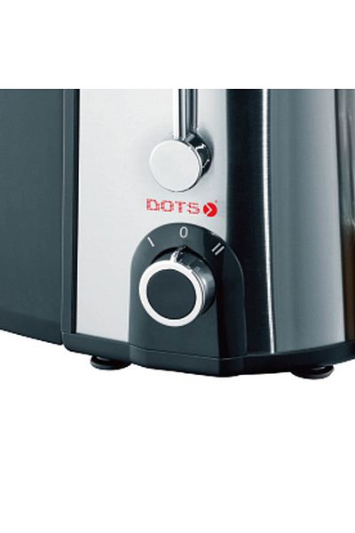 DOTS Stainless Steel Juicer with 1.2 Liter Pulp Container, 0.5 Liter Juice Cup - 400W - Silver & Black