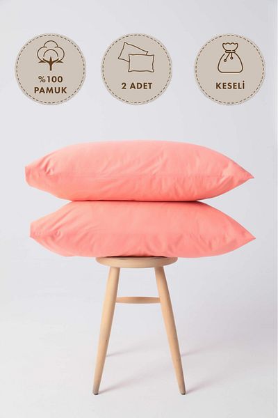 FAVORA 100% bumbac 2 piese Husă de pernă 50x70 - Floare de rodie