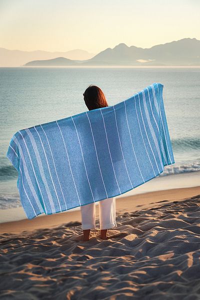 FAVORA Prosop de plajă Blue Peshtamal - 90x140