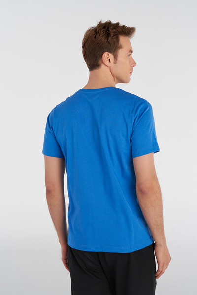 hummel Ανδρικό T-shirt Μπλε 911947 -9821 Βαμβακερό μπλουζάκι με λογότυπο Hmlelemental