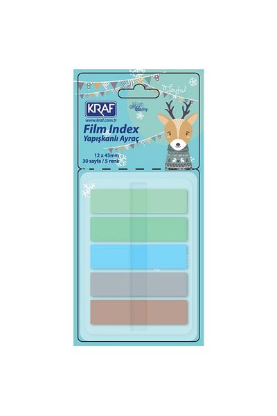KRAF Pop-Up Adhesive Transparent Film Index 5 Colors x 30 Sheets 12x45mm