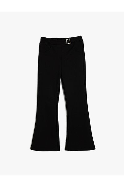 Koton Schlaghose Slim Fit Metallschnalle Detaillierte Viskose-Mischung