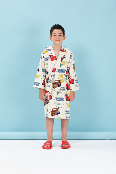Özdilek Cars Springs Disney Licensed Hooded Children's Bathrobe Age 5/6
