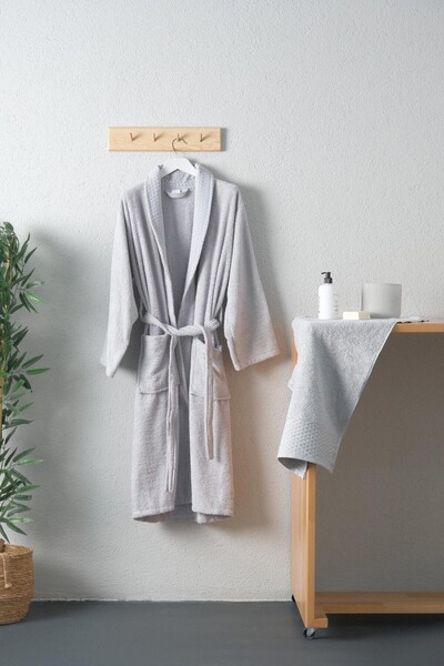 FAVORA Tuwa Unisex Cotton Size Xxl Single Bathrobe Set - Gray