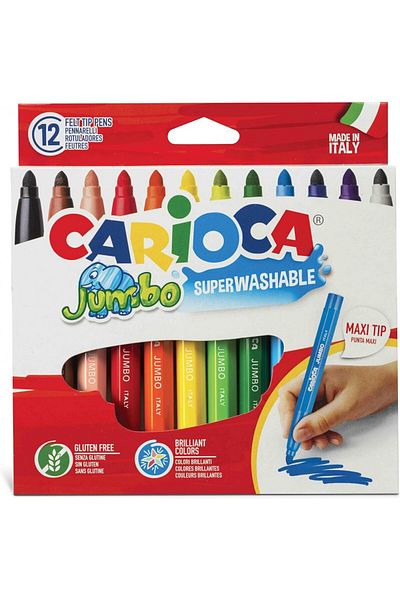 CARIOCA 12-Piece Jumbo Super Washable Felt Tip Crayons / 40569