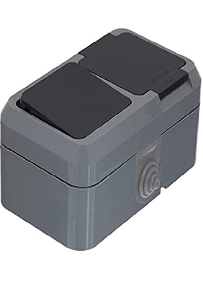 MAKEL Sıva Üstü Nemliyer Kapaklı Topraklı Priz + Anahtar Gri