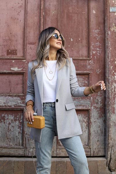 bytugcekaya Blazer cu efect de lână gri