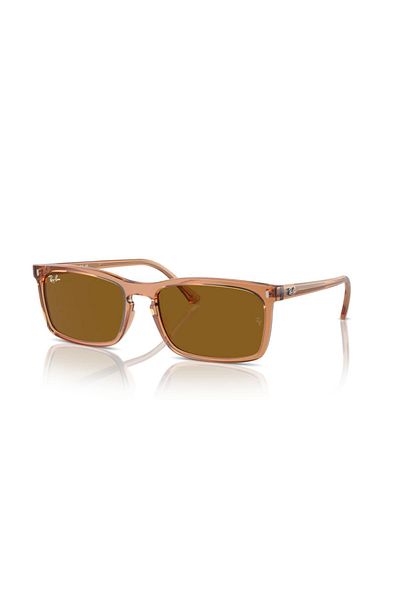 Ray-Ban نظارة شمسية مستطيلة للجنسين من راي بان - Rb 4435 - مقاس العدسة: 56 مم - بني شفاف