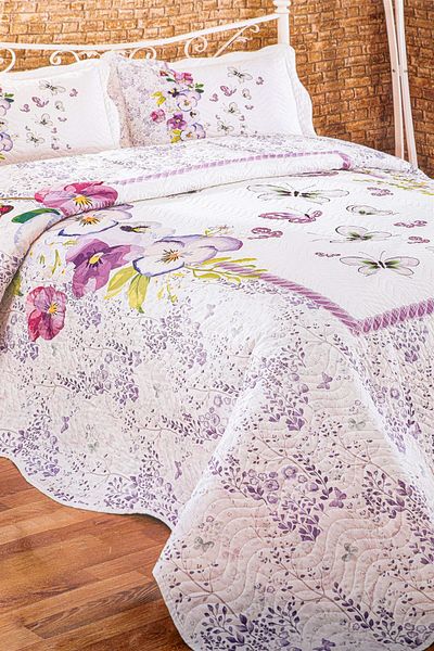 Örtüm Lalin Single Quilted Bedspread Set - Lilac