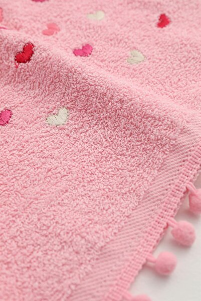 FAVORA Yoncagül Ponponlu 2li El Yüz Havlusu 50x90 - Pembe