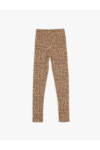 Koton Leopard Patterned Cotton Leggings - Elastic Waist